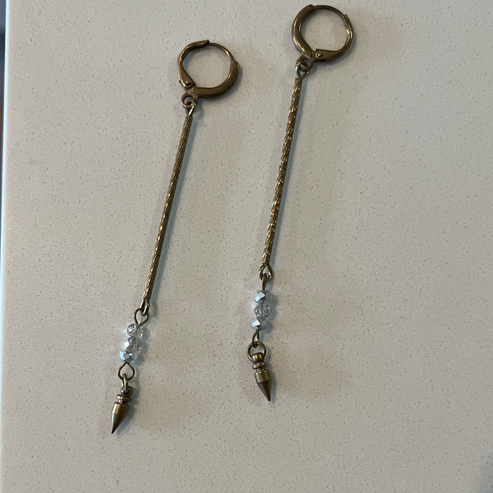 Chic Gold Dangle Earrings with Crystal Accents